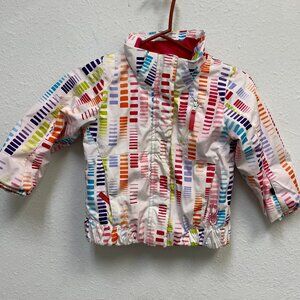 Spyder Girls Size 4 Bitsy Lola Ski Jacket White Cascade Pink Print, No Hood